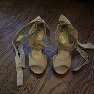 Lulu's Beige Wrap-Around Heels